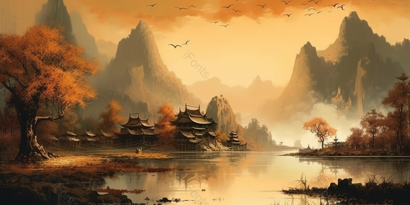 杭州西湖十景雷峰夕照背景,插画/手绘图,插画/手绘图库,插画/手绘图下载,插画/手绘